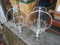 SHABBY CHIC WROUGHT IRON PLANT STANDS $70. EA. YARD PATIO DECOR