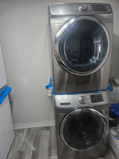 Ensemble laveuse sécheuse frontal SAMSUNG steam stainles, View more