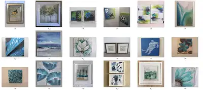 Assortment of art & mirrors for sale, View more