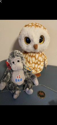 Beanie babies- Pops gorilla & Swoop owl