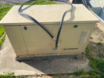 Used generac generator. Not working/ needs motor repair. Ran from propane. Must come unbolt housing...