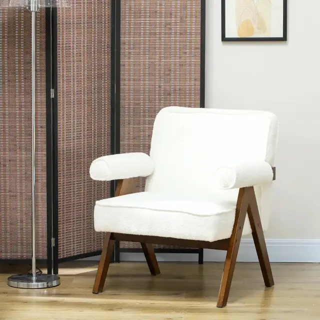 Cashmere Accent Chair Armchair with Wide Seat and Soft Padded Ar in Chairs & Recliners in Markham / York Region - Image 8