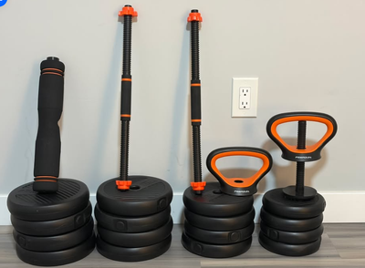 Home Gym Equip – 90 lb Adjustable Dumbbells + Adjustable Bench, View more