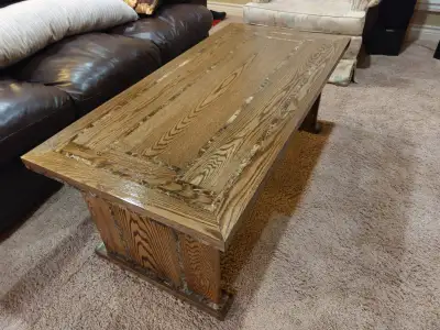 New marble and oak coffee table, View more