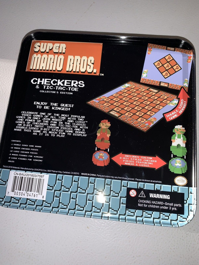 Super Mario Bros Checkers &  Tic Tac Toe Game in Collectors Tin in Toys & Games in Oshawa / Durham Region - Image 3