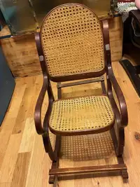 vintage childs rattan rocking chair