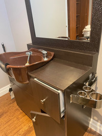 Salon Sink with Cabinets and Hair Tool Holder