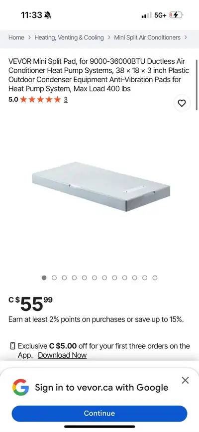 This Vevor mini split pad is designed for 9000-36000 BTU ductless air conditioner heat pump systems,...