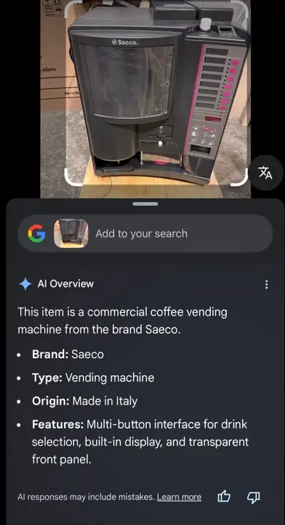 Saeco coffee machine, View more