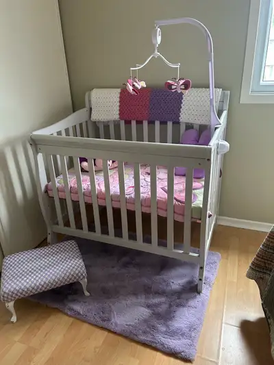 I purchased a used mini crib in 2023 for my granddaughter when she visited. It is in excellent condi...