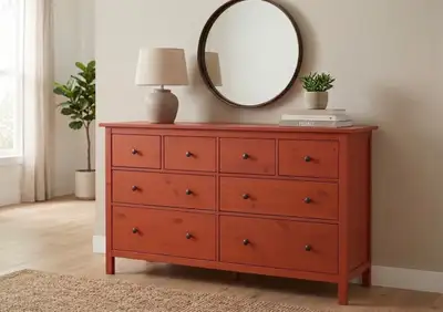 hemnes 8 drawer dresser red brown drawers in Furniture in Alberta Light brown ikea