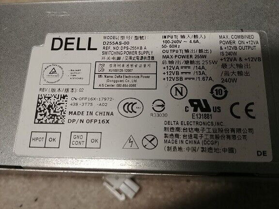 Power Supply DELL OPTIPLX 3020 7020 9020 T1700 SFF in System Components in Markham / York Region - Image 2