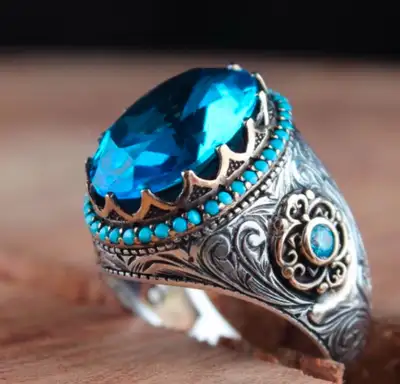 Amazing mens turquoise ring, View more