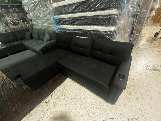 Sale Sale New Pullout Bed Sofa available in Grey and Black in Couches & Futons in Barrie - Image 2