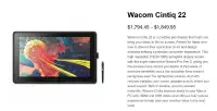 Tablette graphique Cintiq Wacom 800$ au lieur de 1800
