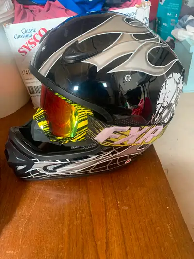 Racing helmet with FXR goggles $80