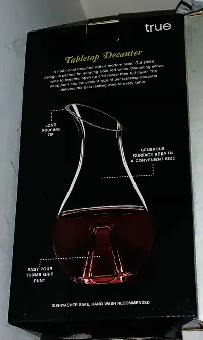 True Tabletop Centrepiece Glass Wine Decanter NEW IN BOX, View more