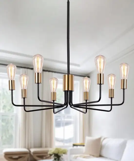 Black & Gold Modern 8-Light Chandelier in Indoor Lighting & Fans in Oshawa / Durham Region - Image 2