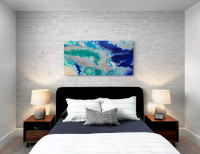 Abstract Turquoise Blue Acrylic Painting 
