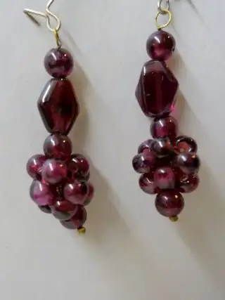Garnet Beaded Cluster Earrings, View more