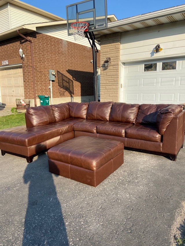 Ashley furniture brown leather sectional couch (delivery availab Couches & Futons Ottawa