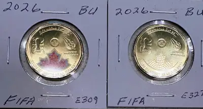 2026 Loonies colour & Plain FIFA CUP in Canada $9. for the pair, View more