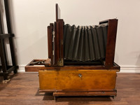 Large antique wooden bellows camera (1800s)