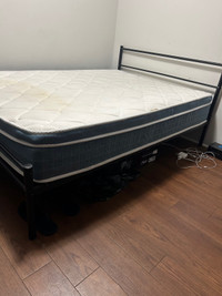 Queen Mattress (Spring base, foam top) + Steel Frame 