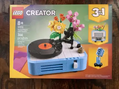 Brand New and Factory Sealed LEGO Creator 3 in 1 Record Player with Flowers ( 31172 ) IN 1 BUILDING...