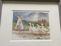 Wall Art - Dauna Barton girl with 4 swans print and frame