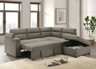 Avalon Sofabed Sectional with storage ottoman and USB.  NEW, View more