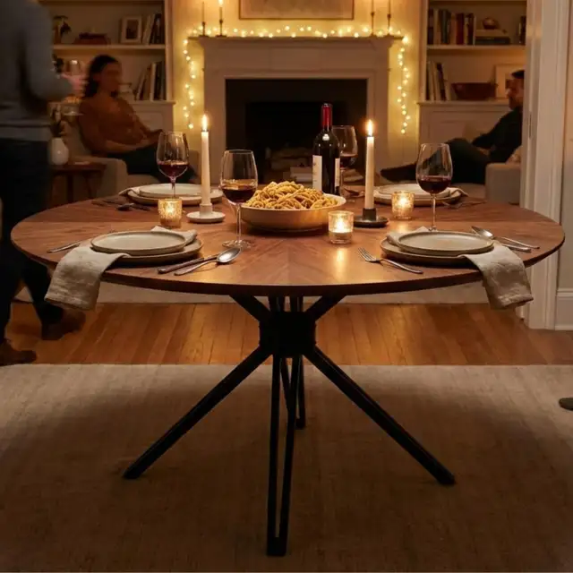 Brand New 47" Round Dining Table - Walnut Top & Black Metal Leg in Dining Tables & Sets in Markham / York Region - Image 7