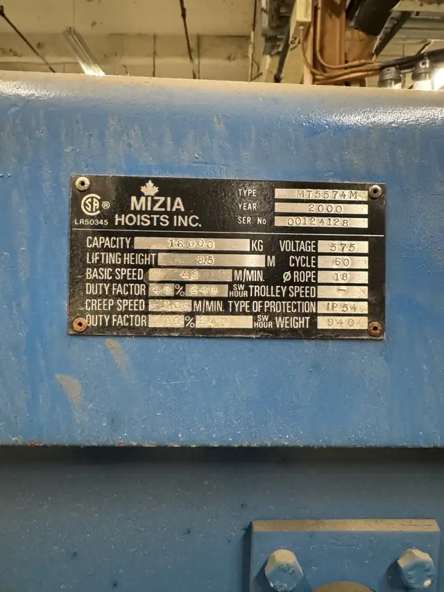 Palan electrique Mizia 16ton electric hoist in Other in Drummondville - Image 5