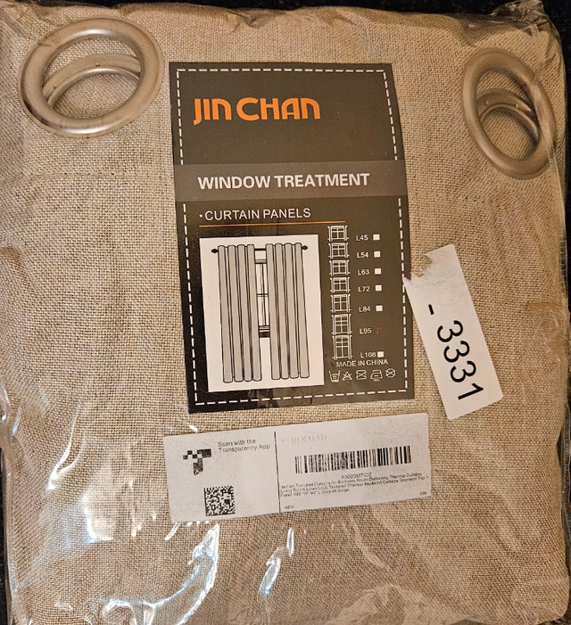 SOLD - Jin Chan Textured Curtains - 100"W×84"L, Greyish Beige dans Décoration intérieure et accessoires  à Ville de Montréal - Image 2