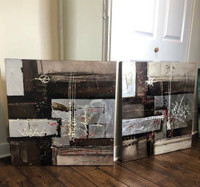 Amazing Textured Abstract Painting Two Panels
