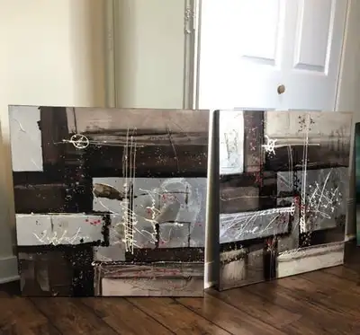 Amazing Textured Abstract Painting Two Panels, View more