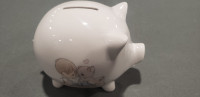 Vintage Precious Moments Piggy Bank 1985 Boy and Pig in Mud