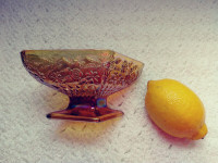 Diamond shape Marigold  Carnival glass Sugar bowl
