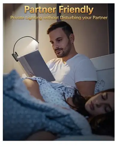LED Rechargeable Book Light for Reading in Bed, Clip on Reading Light with 3 Color Temperatures, Ste...