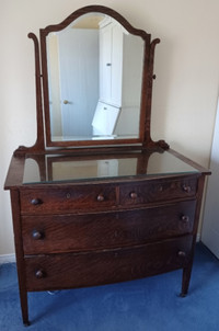 Antique solid hardwood Dresser with mirror