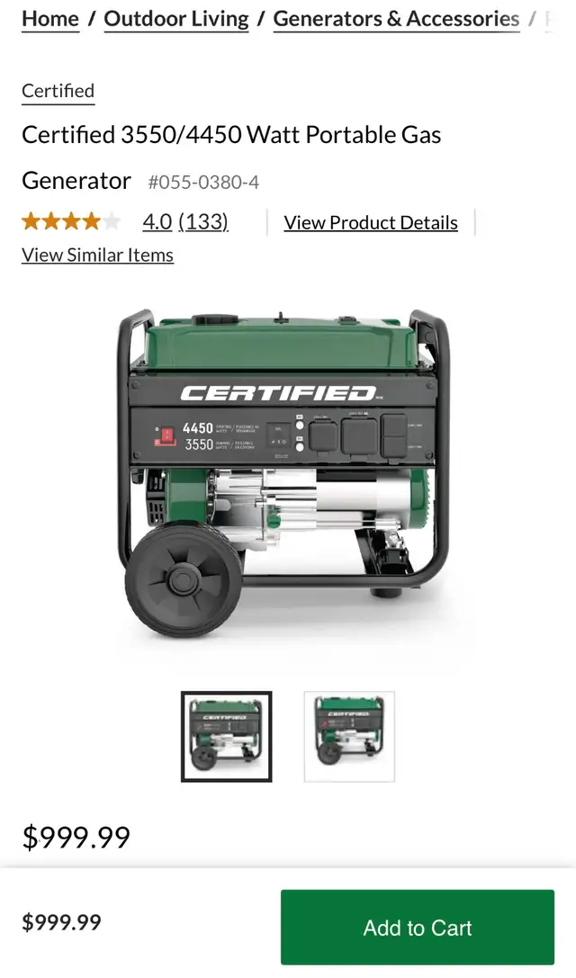 BRAND NEW SEALED CERTIFIED 4450 PORTABLE GAS GENERATOR +WARANTY63749433992835121