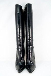 Prada Women's Black Leather High Heel Boots - Size 36 - $160