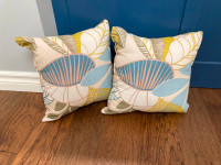 Two decorative outdoor pillows