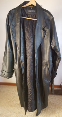 Pelle Cuir XL Black Leather full length Coat - mint condition!