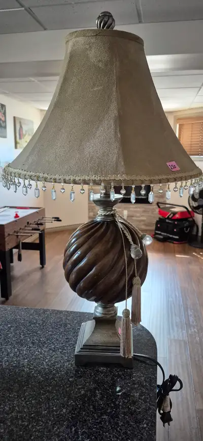 Table Lamp Beige 29" High - 16" Shade wood base, View more