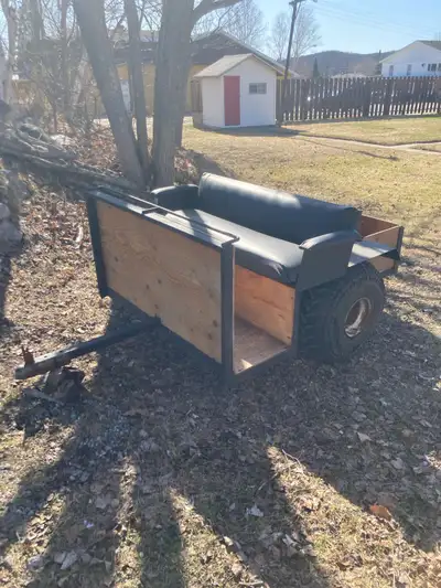 ATV trailer good for camp / hunt camp. Painted with rust coat, new stained plywoods and new bearings...