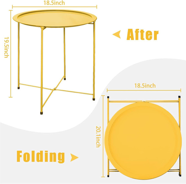 New Folding Tray Metal Round End Table in Coffee Tables in City of Toronto - Image 2