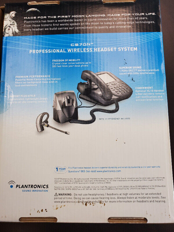 Plantronics CS70N Professional Wireless Office Headset System wi in Other in Markham / York Region - Image 2