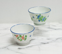 Pair Georgian Antique Georgian English Porcelain Tea Bowls Foot