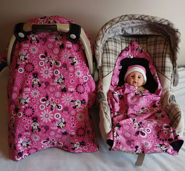 Baby Carseat Canopy with Baby Carseat Blanket-Wrap Set $70 in Strollers, Carriers & Car Seats in Cornwall - Image 2